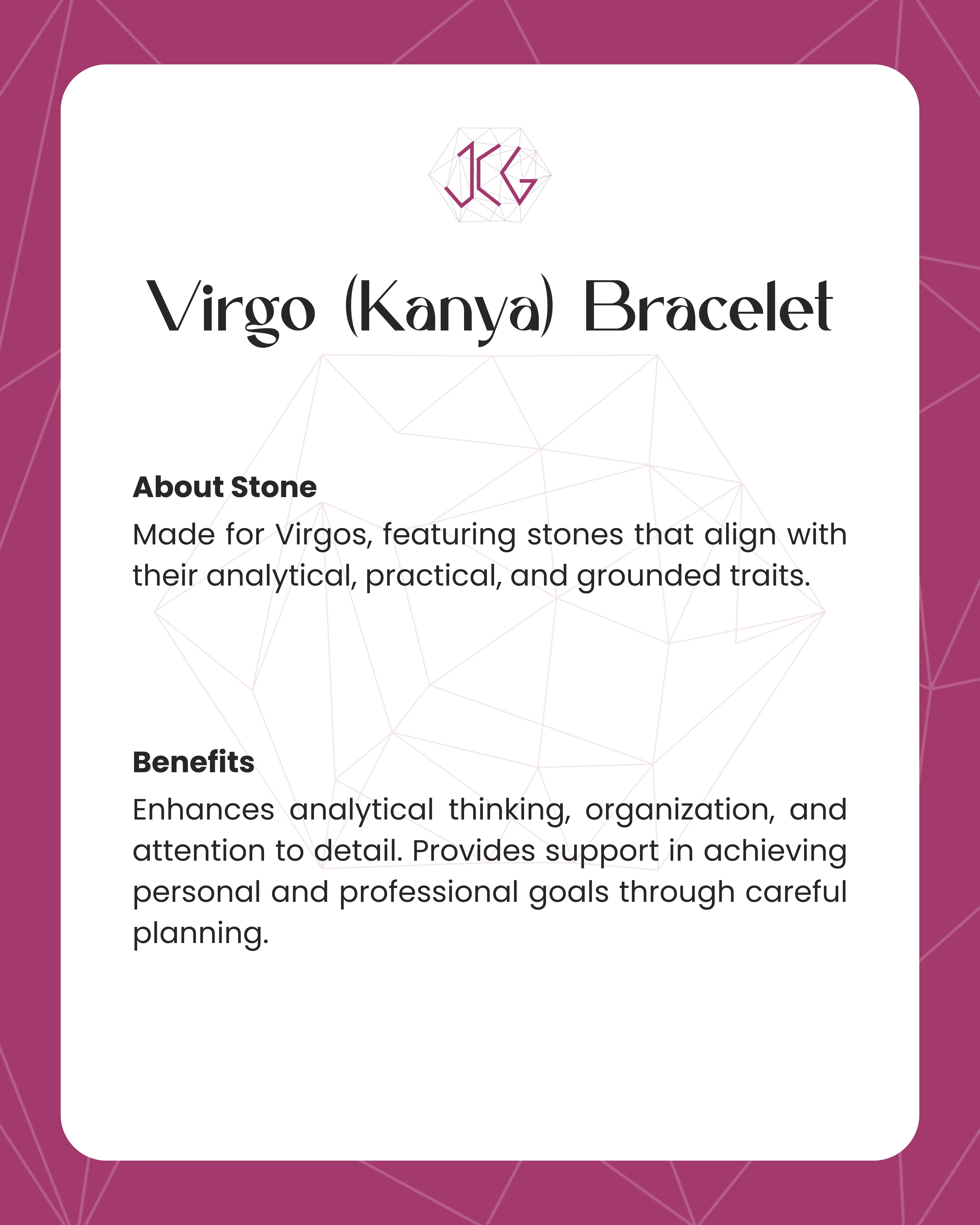 Virgo (Kanya) Zodiac Sign Bracelet 8mm
