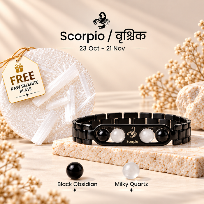 Scorpio Metallic Bracelet with Free Selenite Plate (With Certificate)
