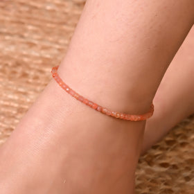 Natural Carnelian Beaded Anklet (With Certificate)