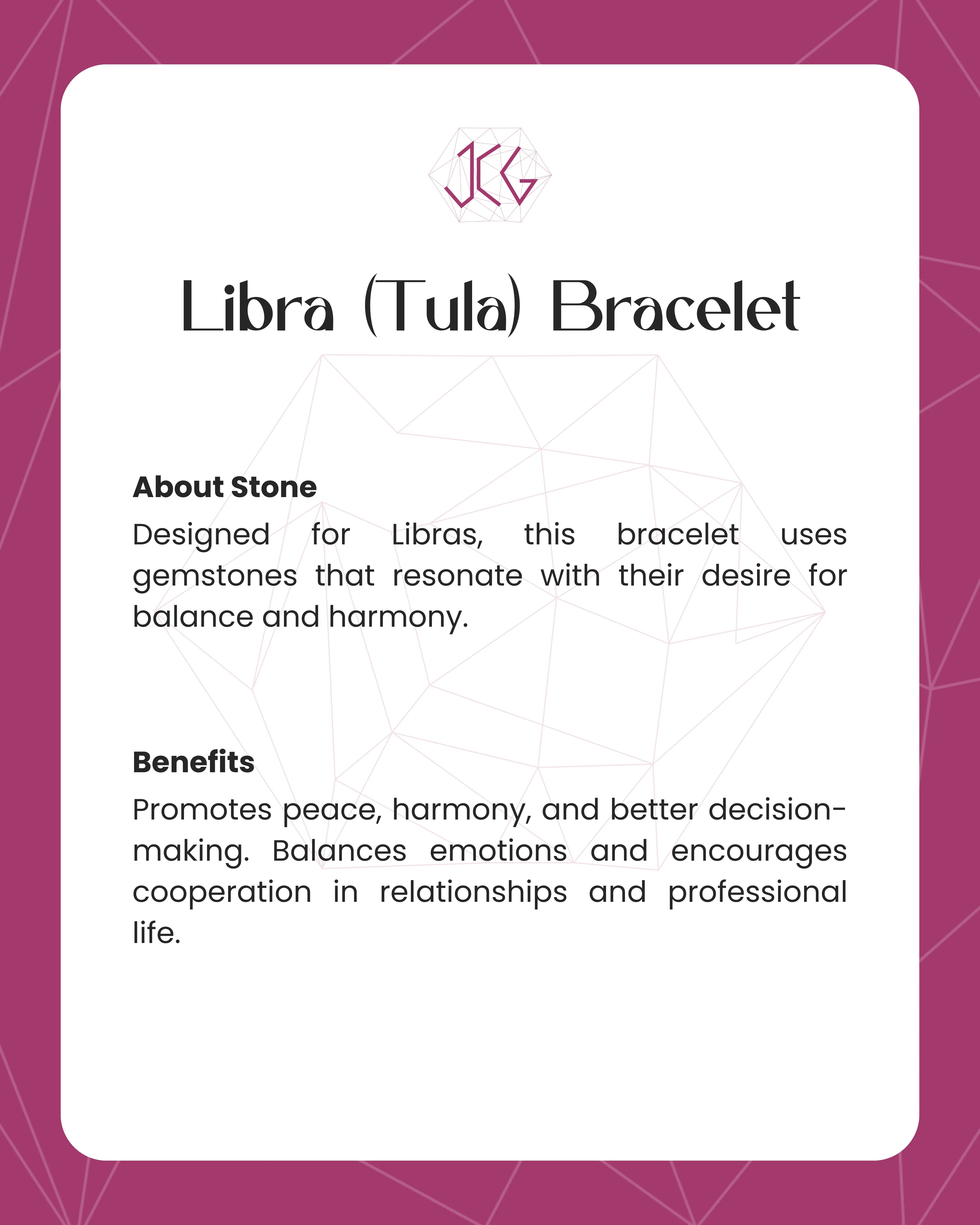 Libra (Tula) Zodiac Sign Bracelet 8mm