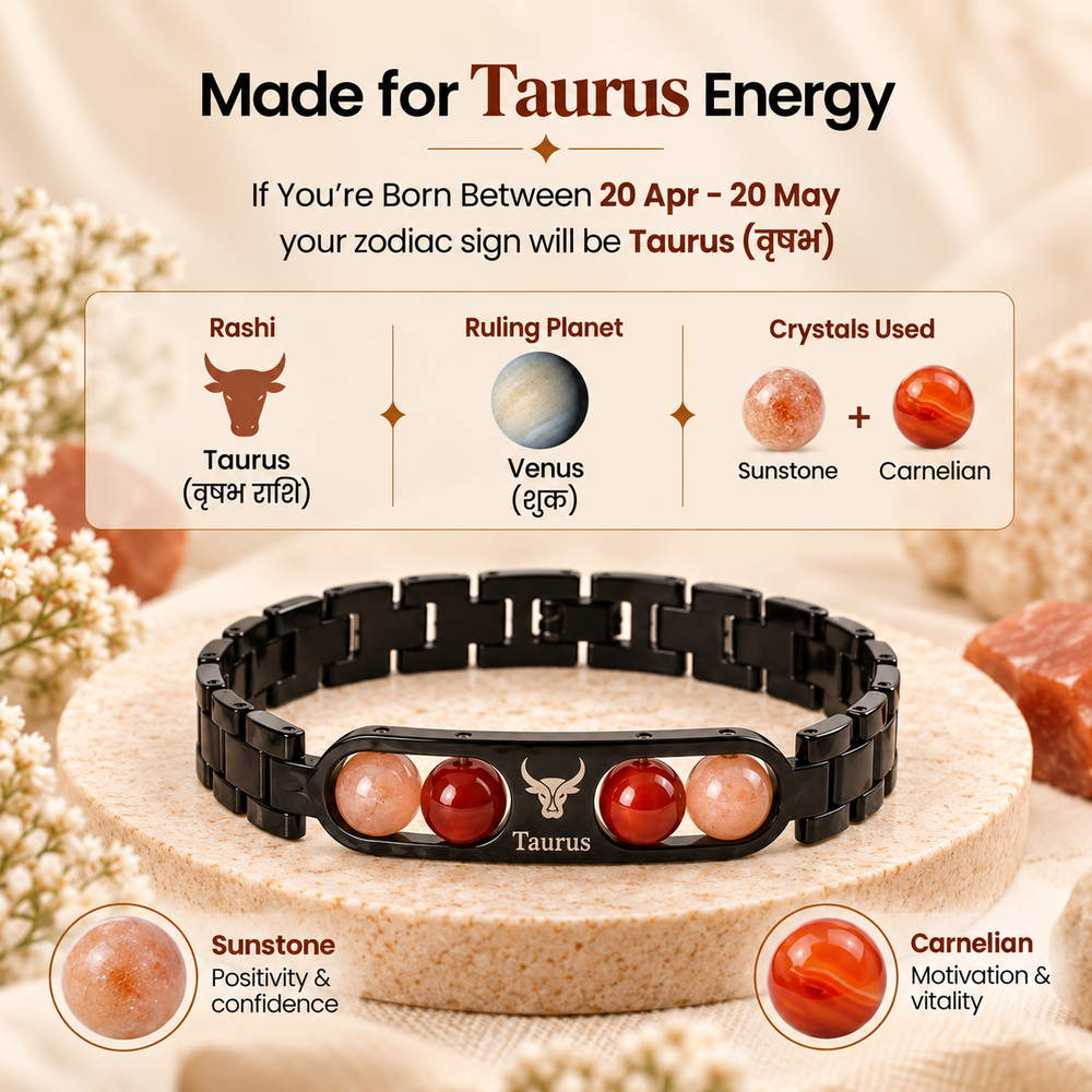 Taurus Metallic Bracelet with Free Selenite Plate (With Certificate)