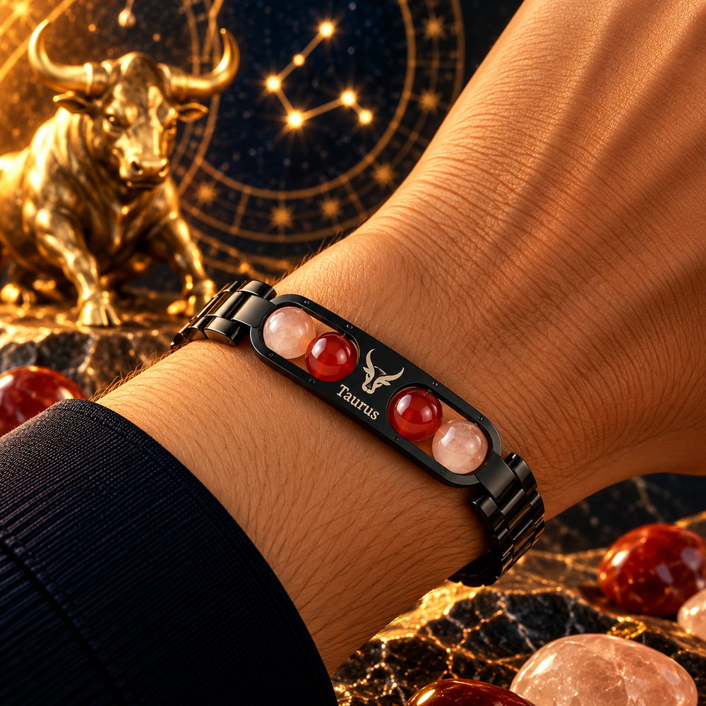 Taurus Metallic Bracelet with Free Selenite Plate (With Certificate)