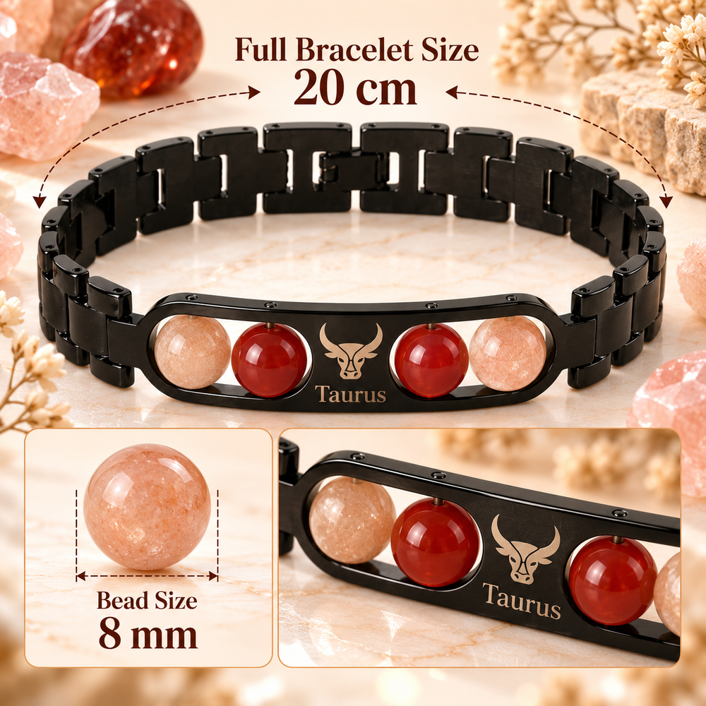 Taurus Metallic Bracelet with Free Selenite Plate (With Certificate)