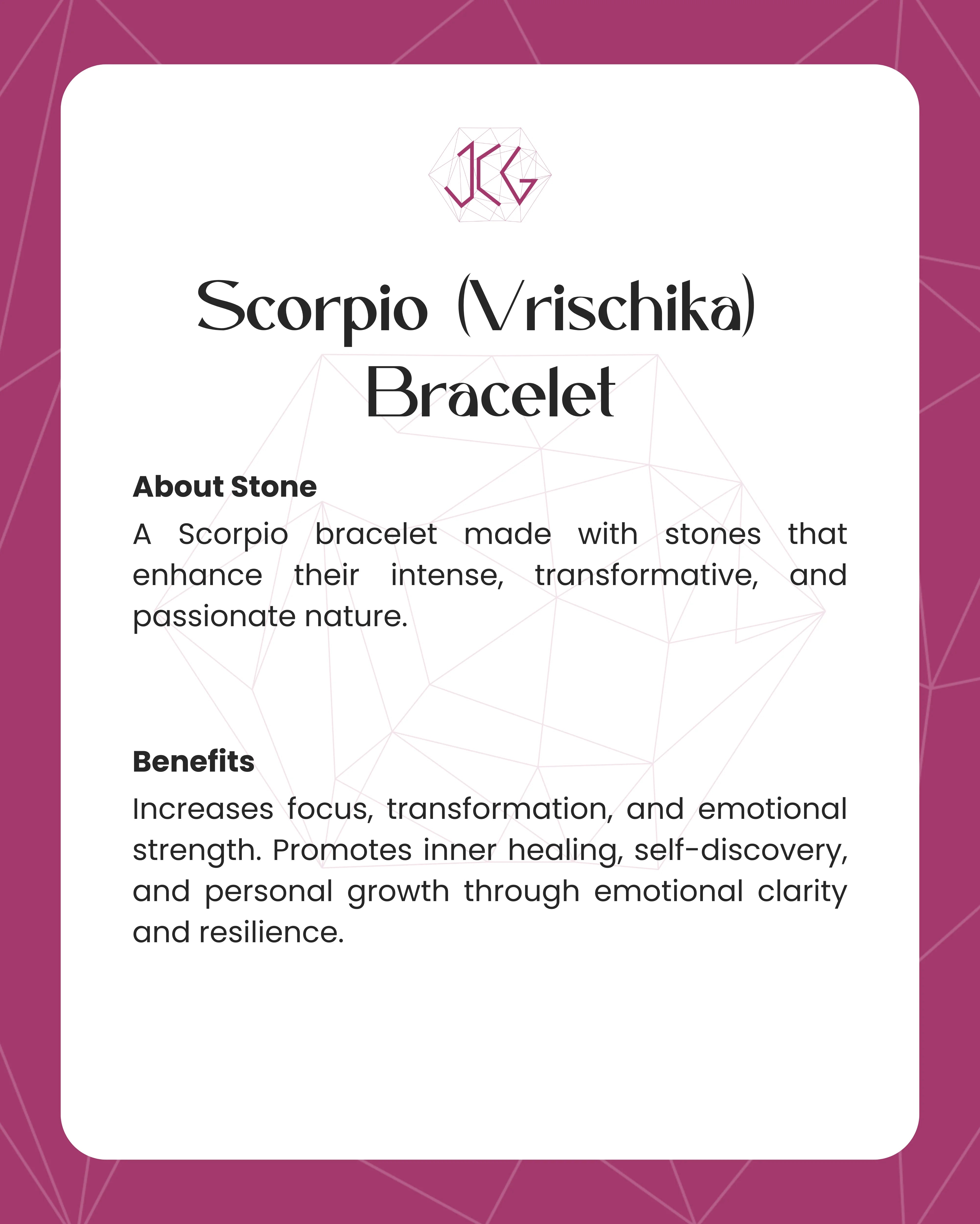 Scorpio (Vrischika) Zodiac Sign Bracelet 8mm
