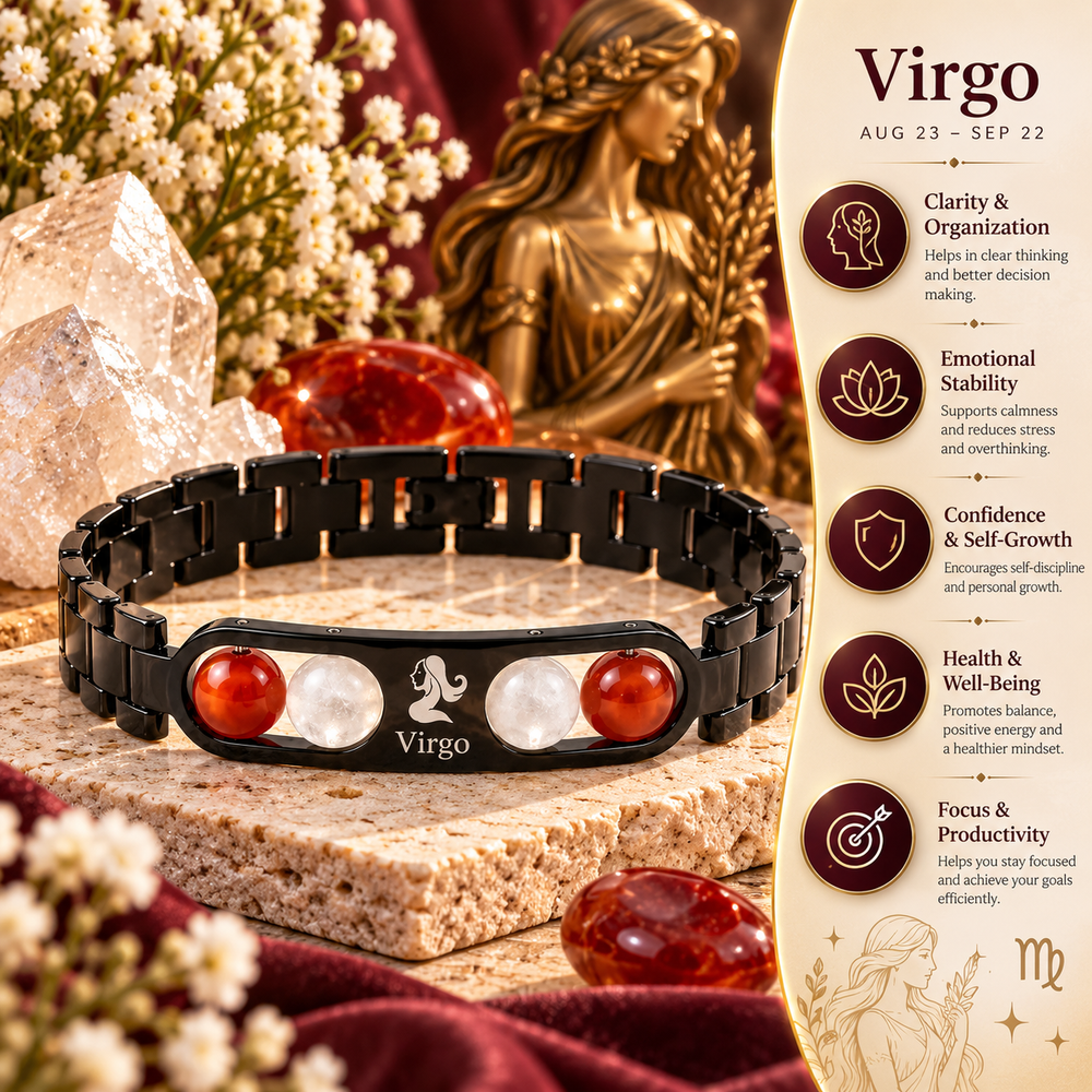 Virgo Metallic Bracelet with Free Selenite Plate (With Certificate)