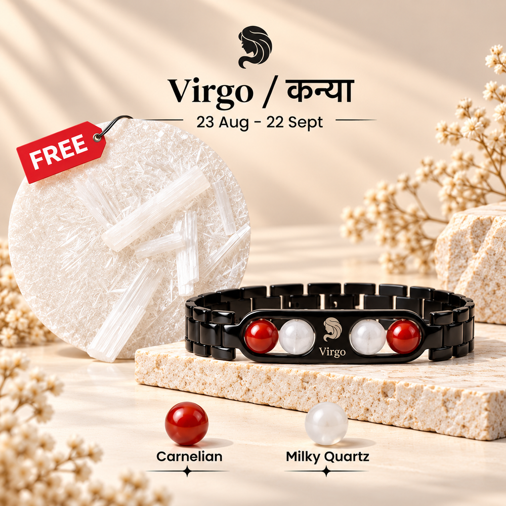 Virgo Metallic Bracelet with Free Selenite Plate (With Certificate)