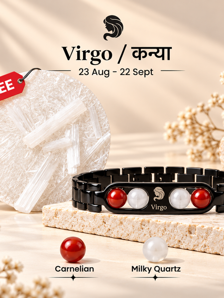 Virgo Metallic Bracelet with Free Selenite Plate (With Certificate)