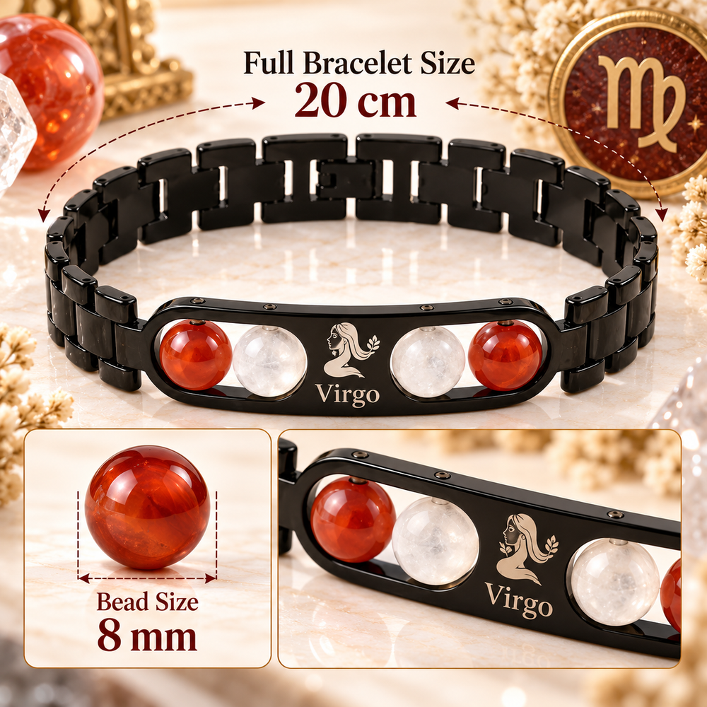 Virgo Metallic Bracelet with Free Selenite Plate (With Certificate)