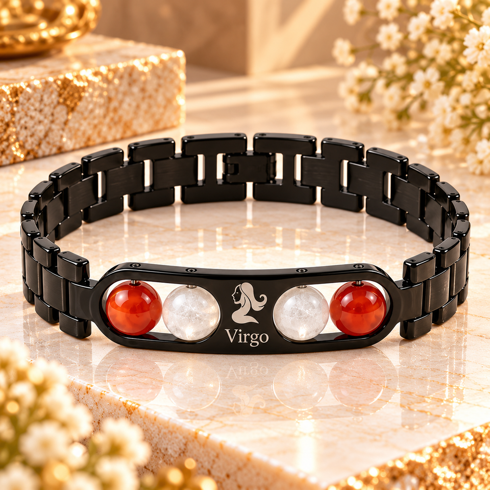 Virgo Metallic Bracelet with Free Selenite Plate (With Certificate)