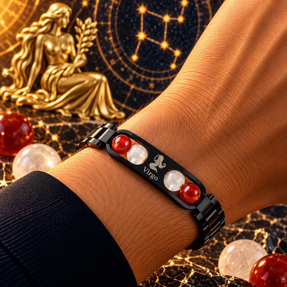 Virgo Metallic Bracelet with Free Selenite Plate (With Certificate)