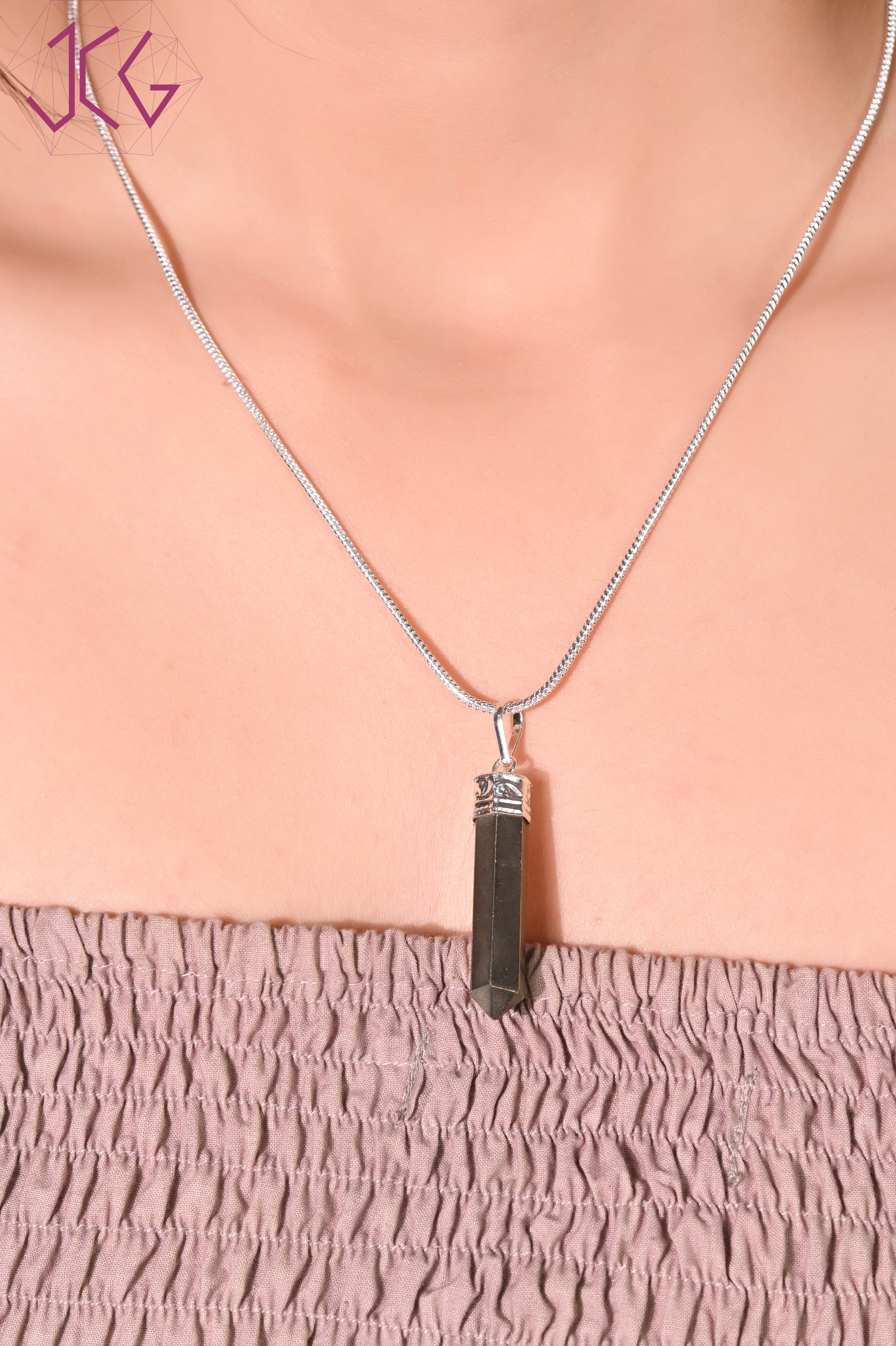 Natural Pyrite Pencil Pendant (With Certificate)