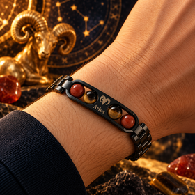 Aries Metallic Bracelet with Free Selenite Plate (With Certificate)