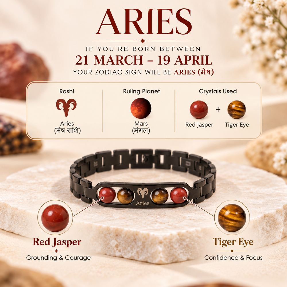 Aries Metallic Bracelet with Free Selenite Plate (With Certificate)