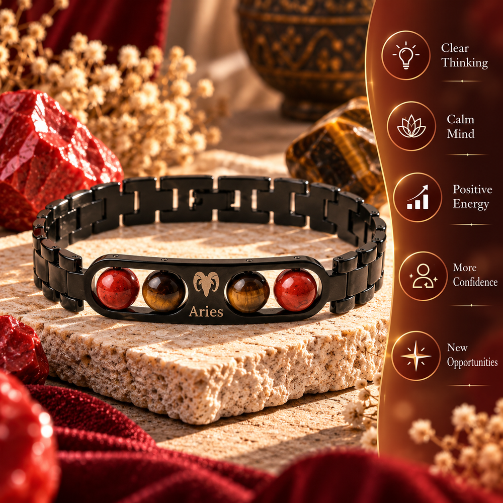 Aries Metallic Bracelet with Free Selenite Plate (With Certificate)