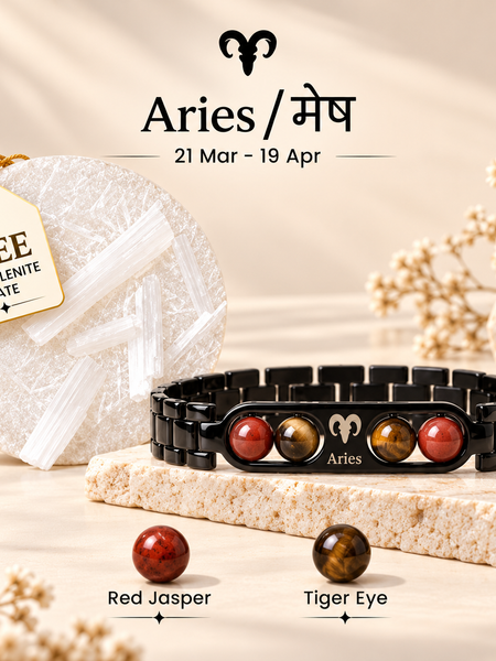 Aries Metallic Bracelet with Free Selenite Plate (With Certificate)