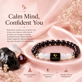 Capricorn (मकर राशि) Zodiac Bracelet (With Certificate) – Free Raw Selenite Plate