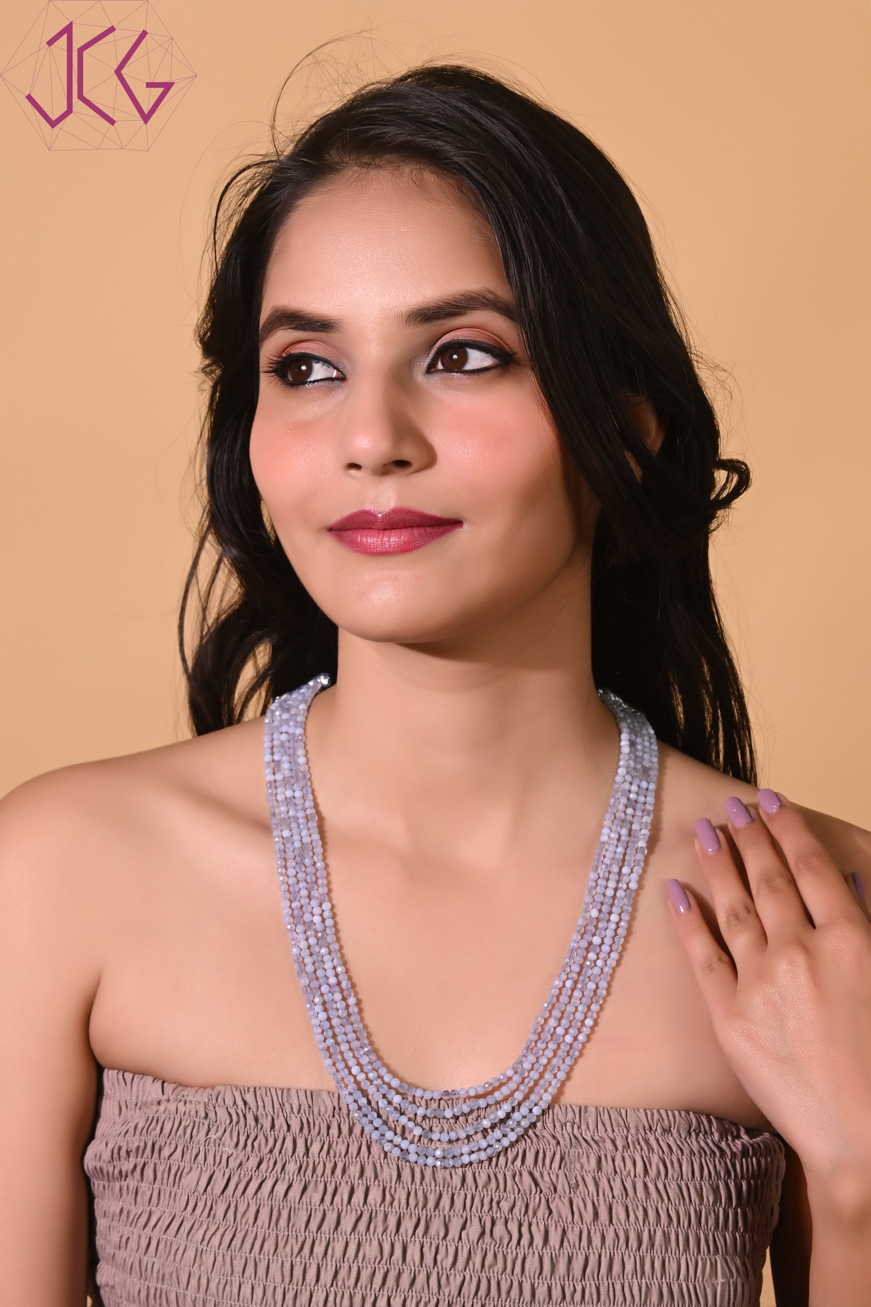 Natural Blue Lace Agate Beaded Necklace (With Certificate)