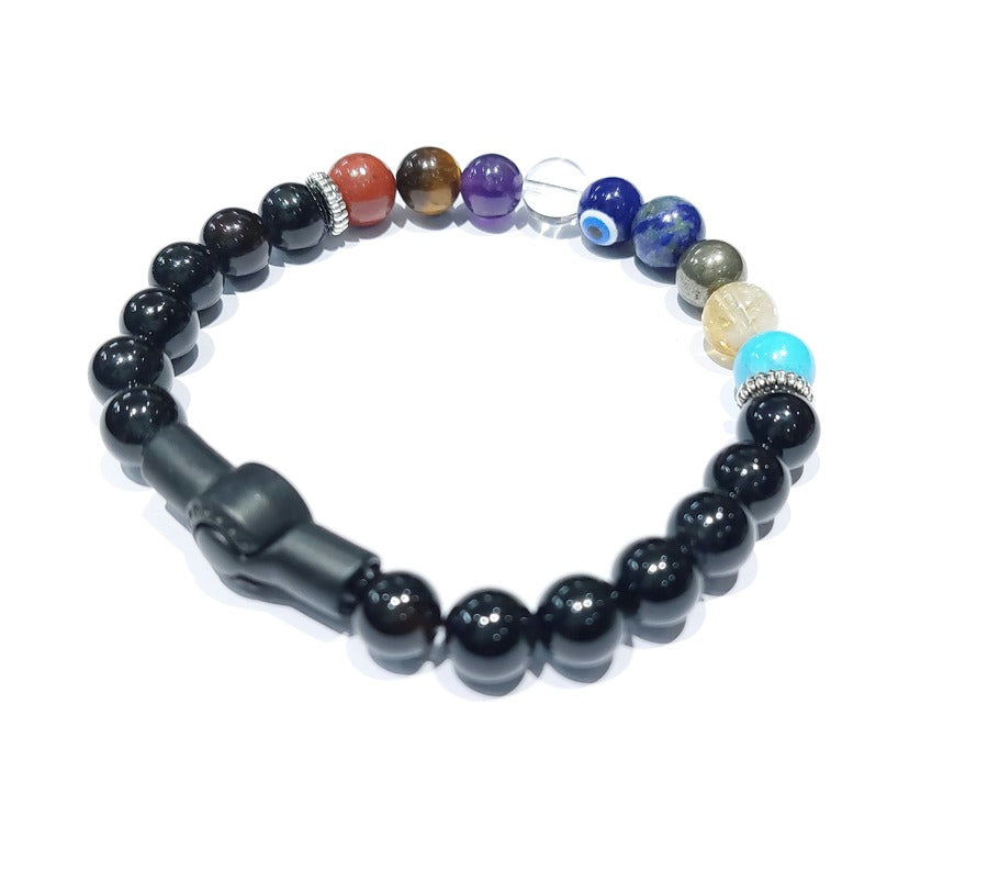 9 Chakra Evil Eye Magnetic Lock Bracelet
