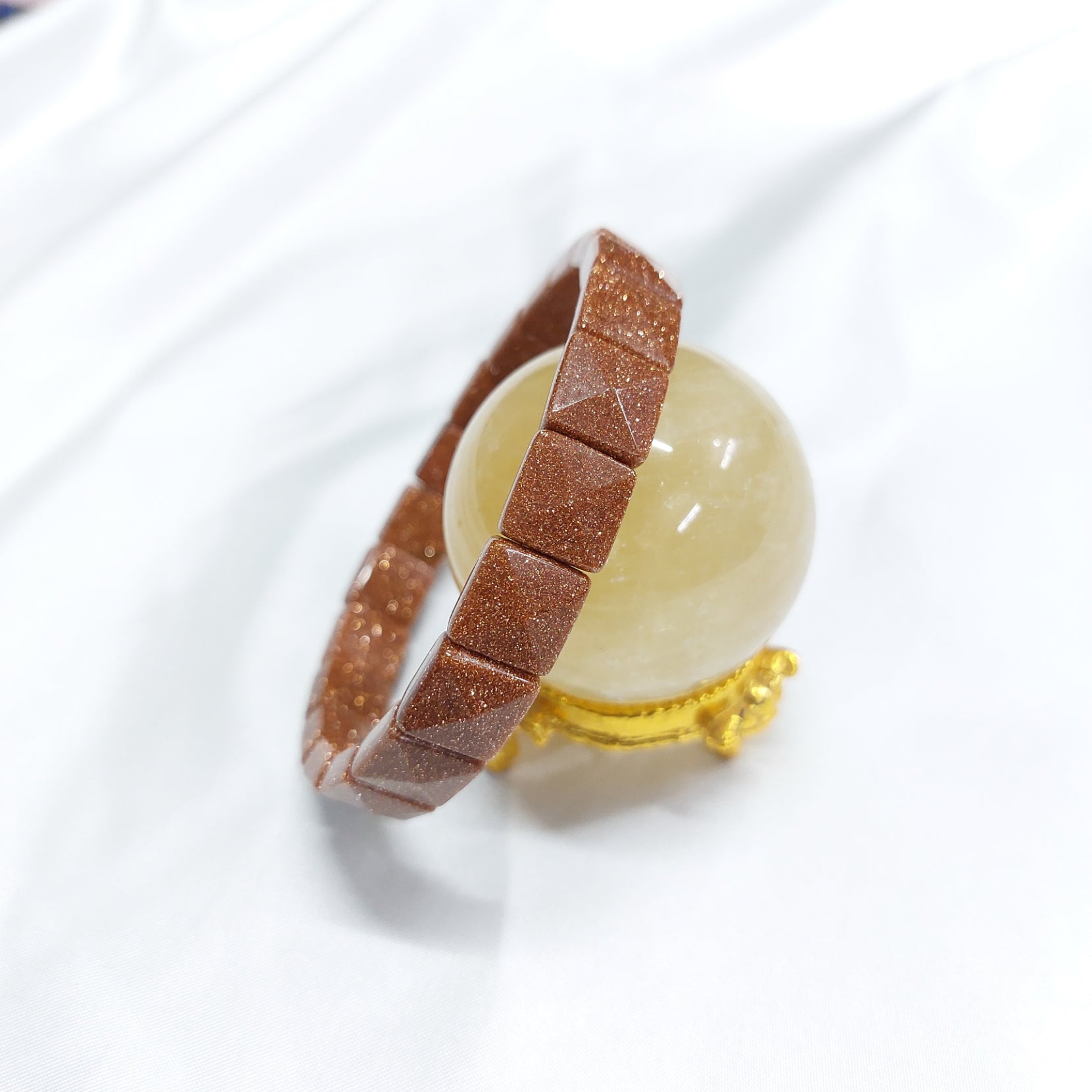 Sunstone Pyramid Bracelet ( sunsitara lab made )