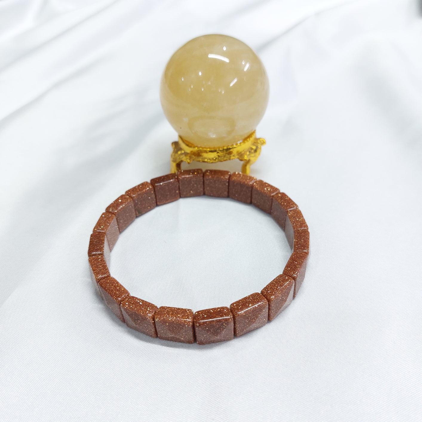 Sunstone Pyramid Bracelet ( sunsitara lab made )