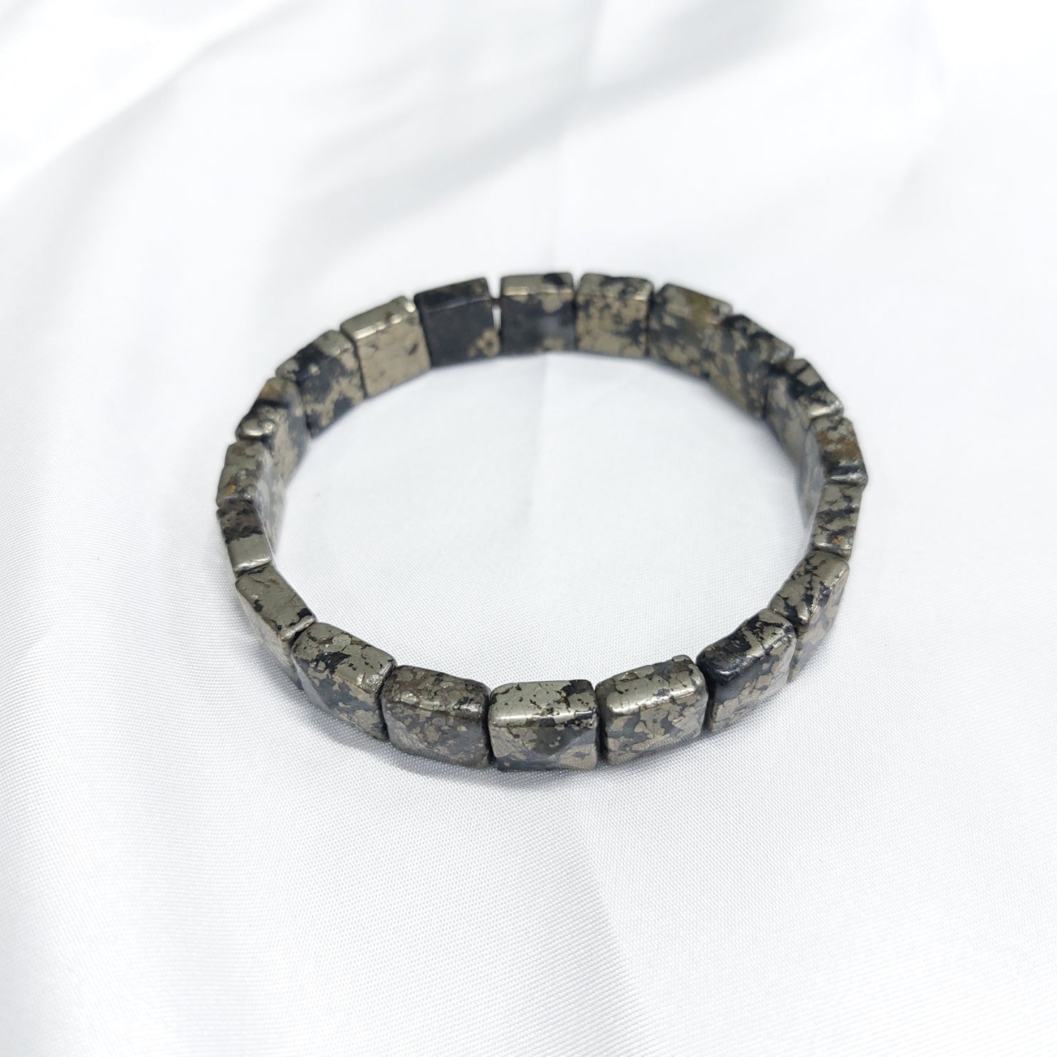 Apache Gold Pyramid Bracelet ( pyrite + tourmaline mix )