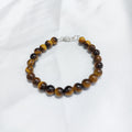 Tiger Eye Round Bead Bracelet With Silver Lock With Adjustable Lock