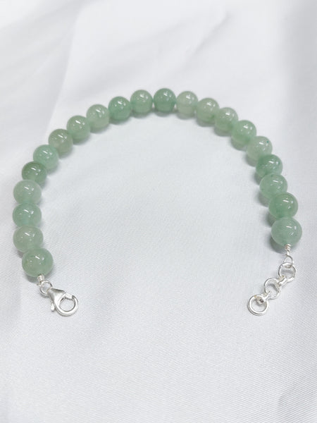Green Aventurine Round Bead Bracelet With Silver Lock With Adjustable Lock