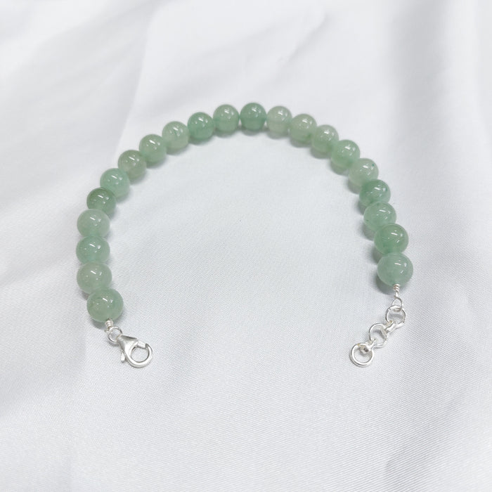 Green Aventurine Round Bead Bracelet With Silver Lock With Adjustable Lock