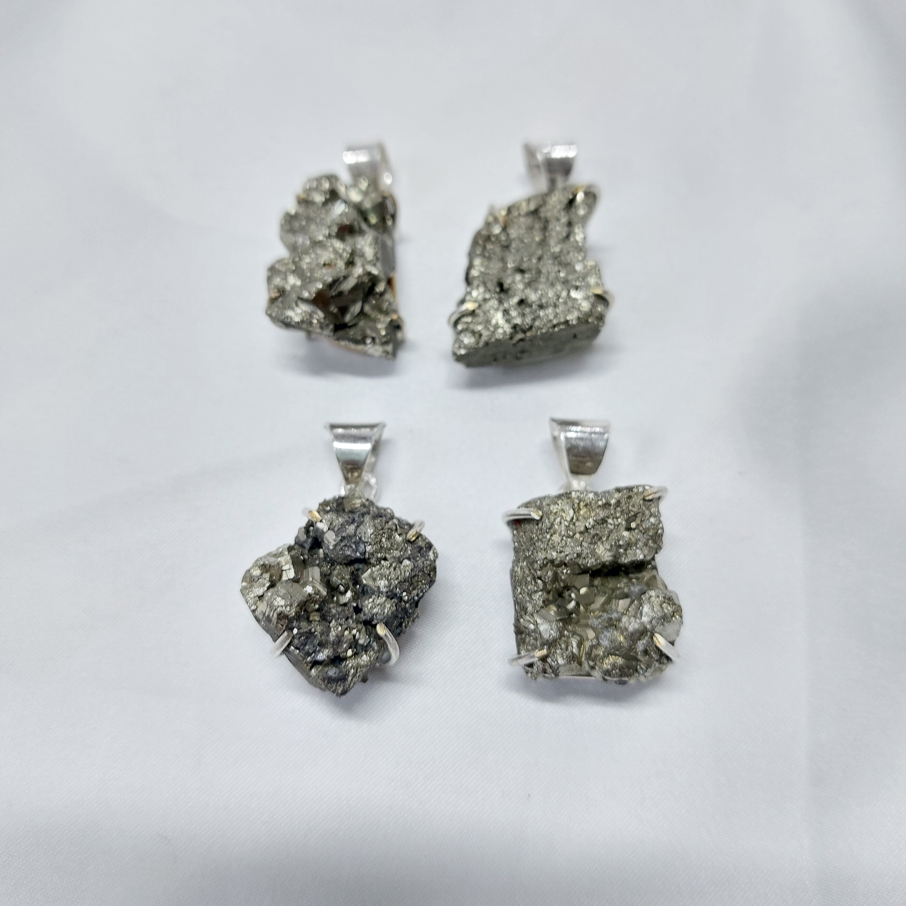 Natural Shape Pyrite Pendant  prong Setting