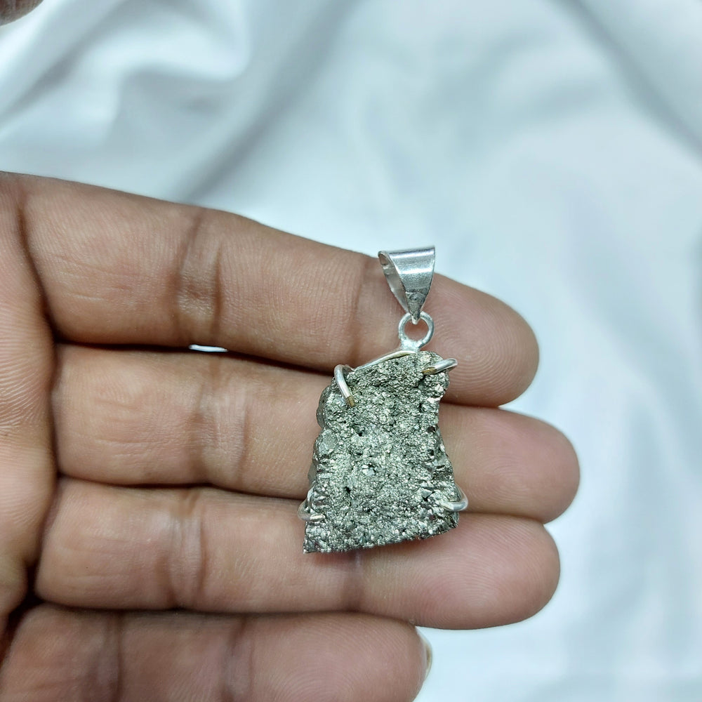 Natural Shape Pyrite Pendant  prong Setting
