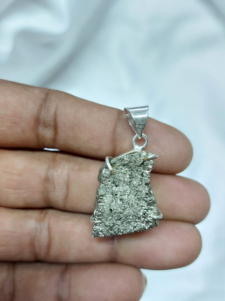 Natural Shape Pyrite Pendant  prong Setting