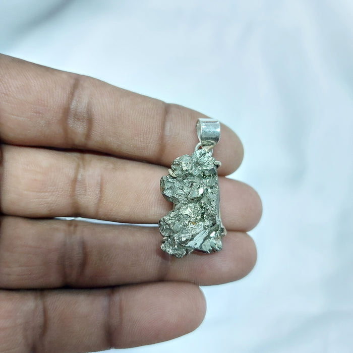 Natural Shape Pyrite Pendant  prong Setting