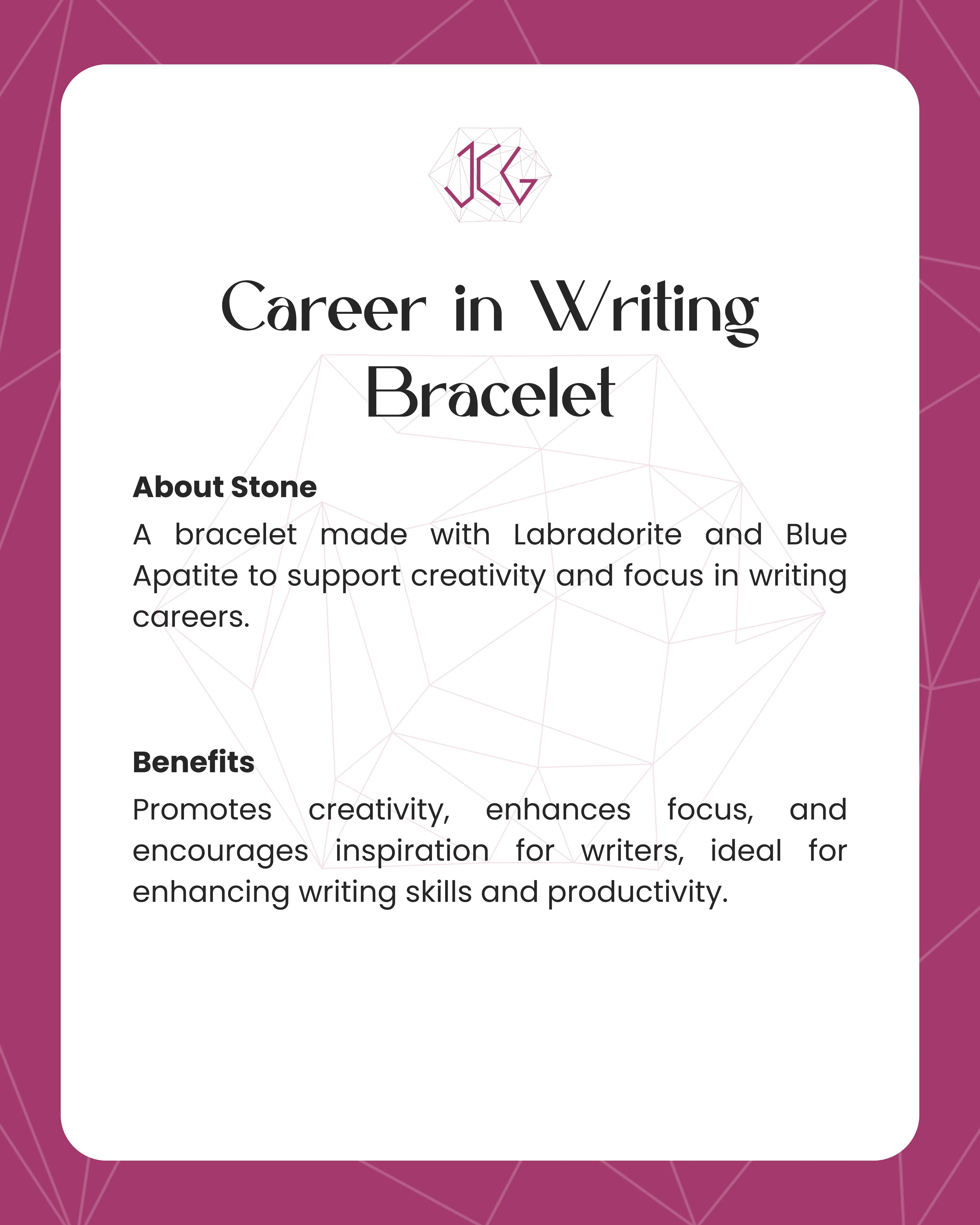 Career in Writing Bracelet 8mm