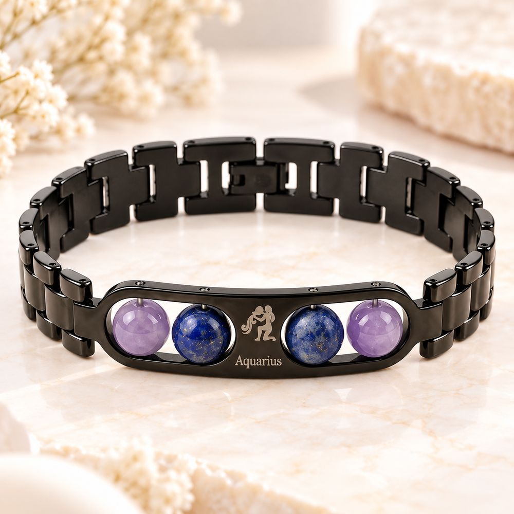 Aquarius Metallic Bracelet with Free Selenite Plate (With Certificate)