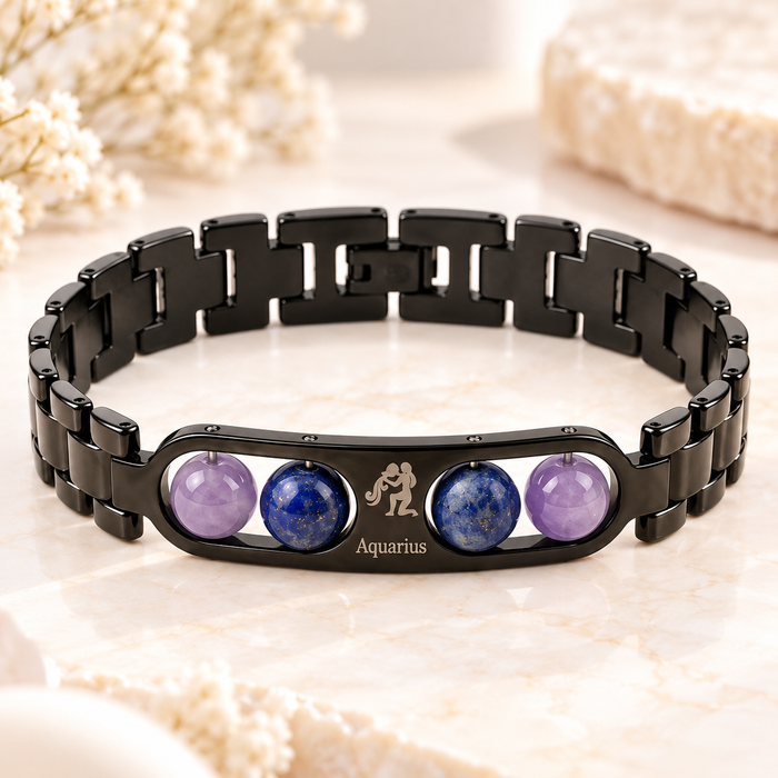 Aquarius Metallic Bracelet with Free Selenite Plate (With Certificate)