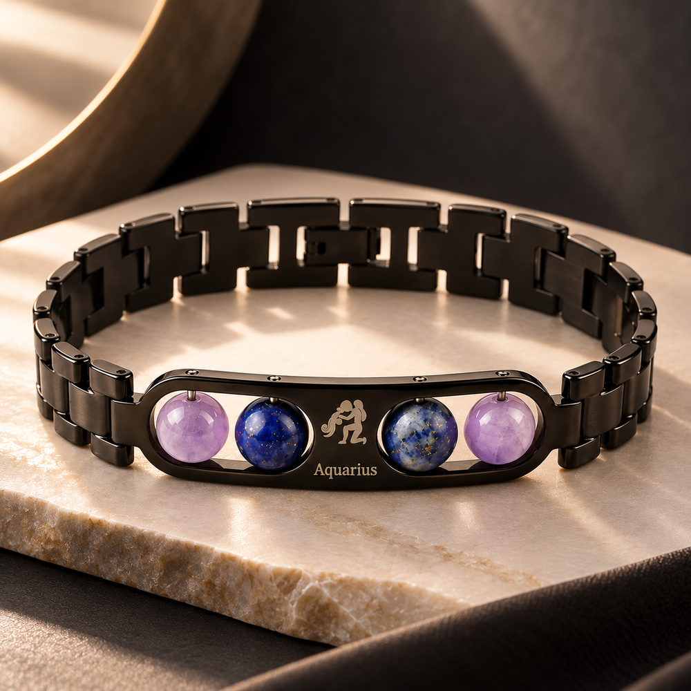Aquarius Metallic Bracelet with Free Selenite Plate (With Certificate)