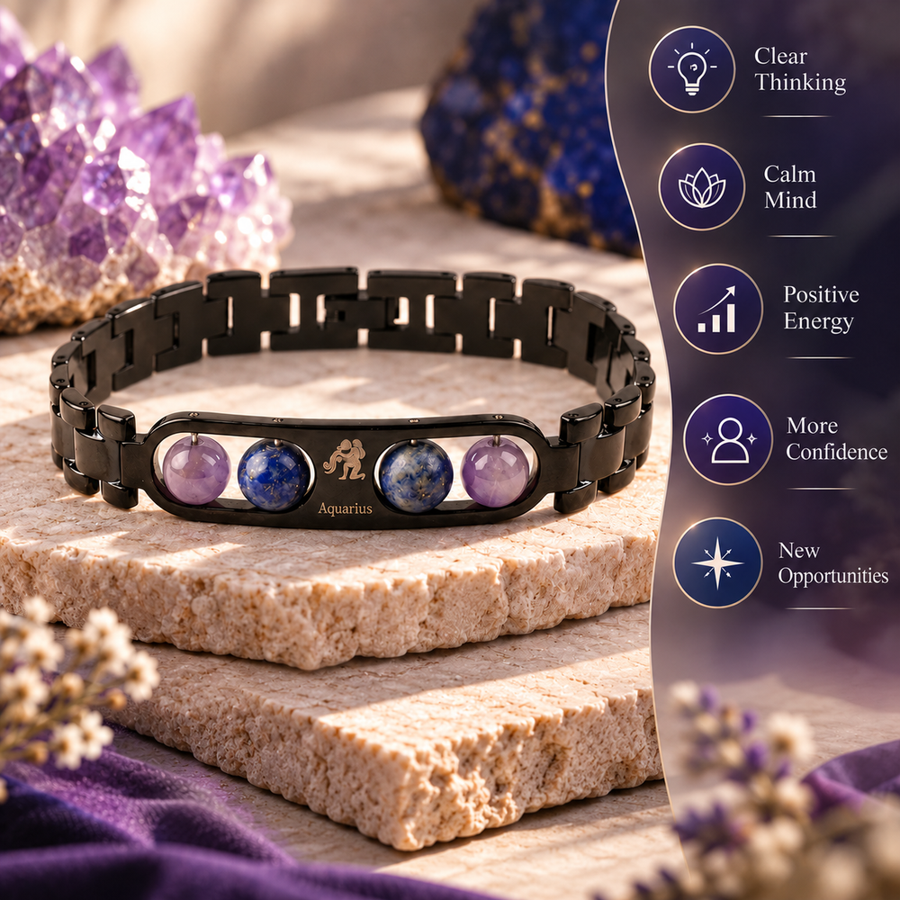 Aquarius Metallic Bracelet with Free Selenite Plate (With Certificate)