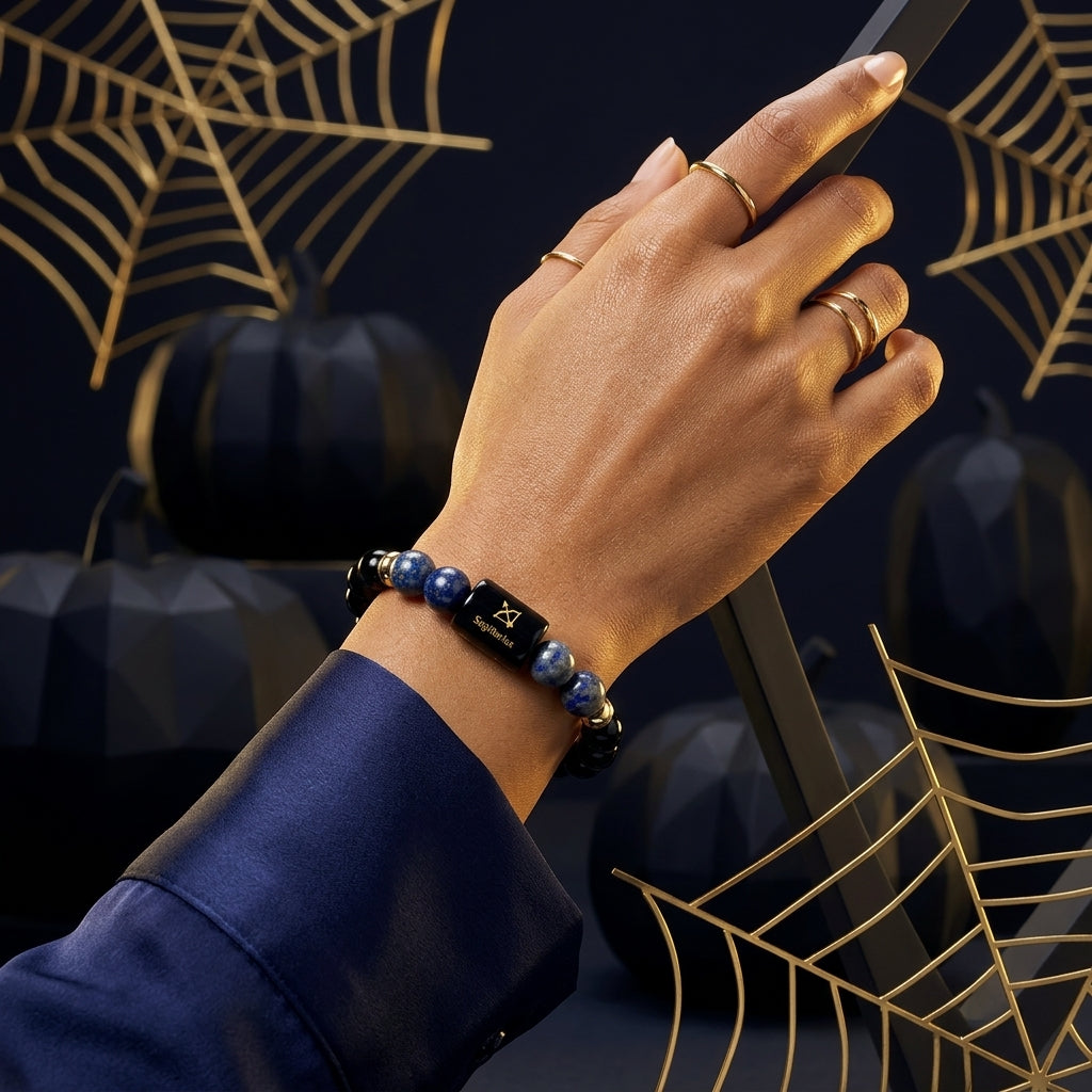 Sagittarius (धनु राशि) Zodiac Black Obsidian & Lapis Lazuli Bracelet (With Certificate)