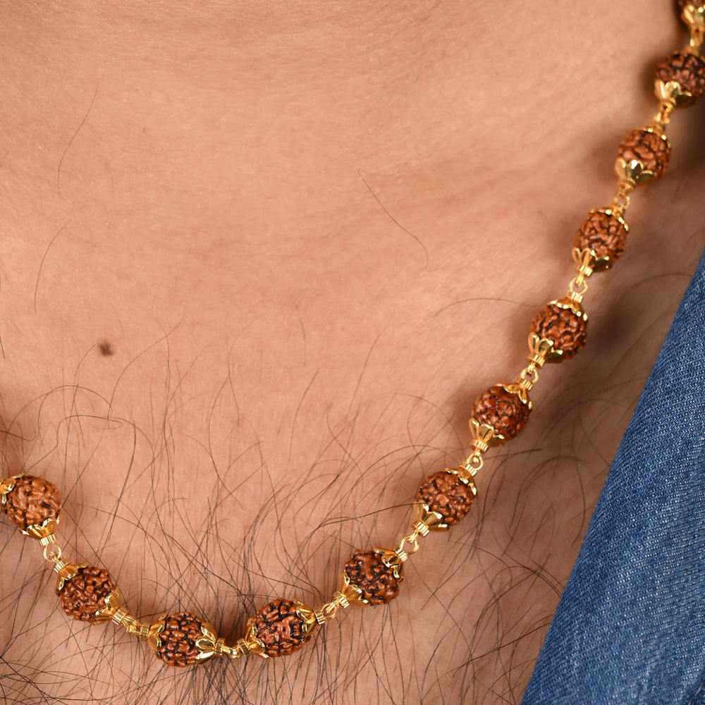 Natural Rudraksha Beaded Necklace (With Certificate)