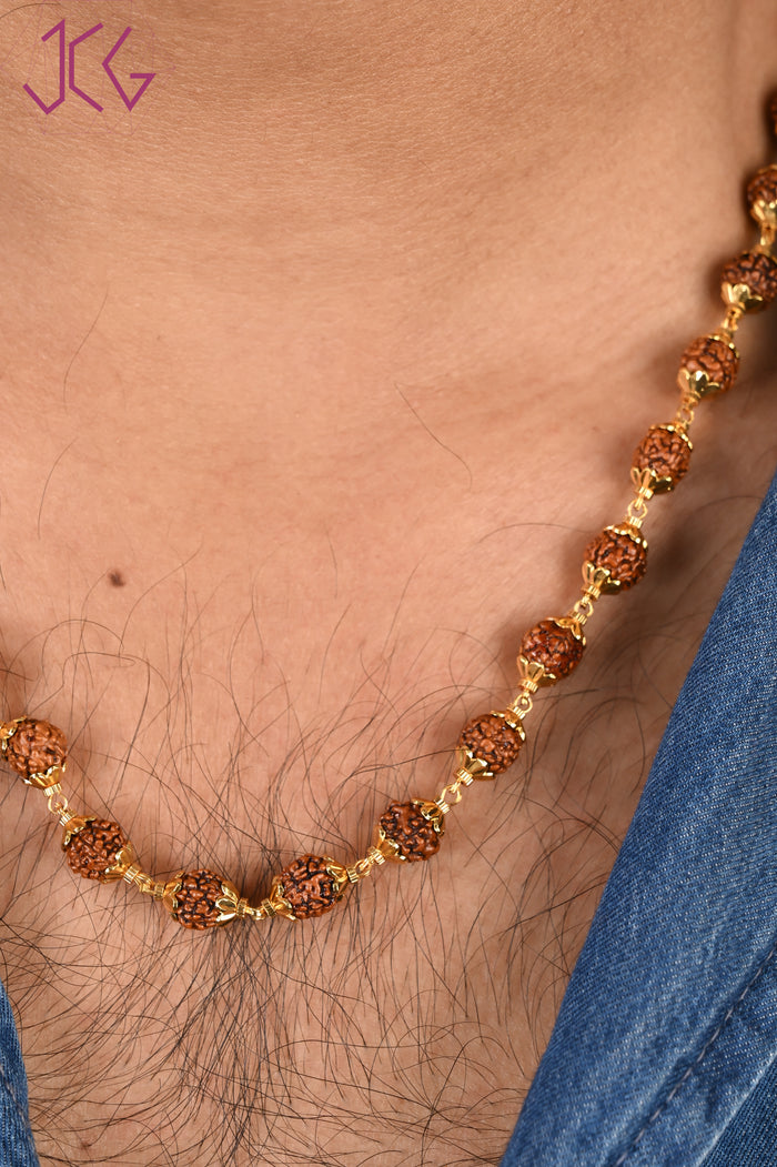 Natural Rudraksha Beaded Necklace (With Certificate)
