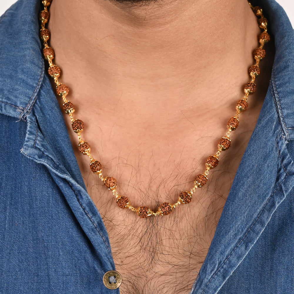 Natural Rudraksha Beaded Necklace (With Certificate)