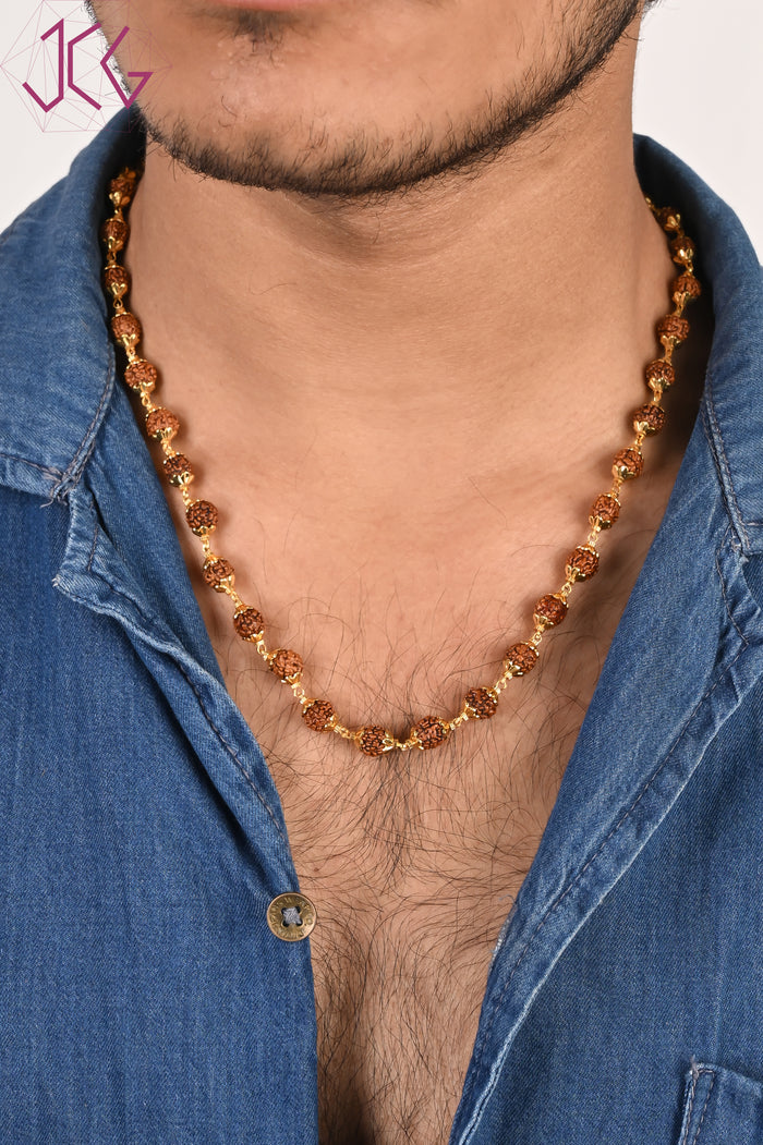 Natural Rudraksha Beaded Necklace (With Certificate)