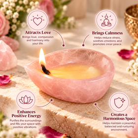 Natural Rose Quartz Crystal Diya (With Certificate)