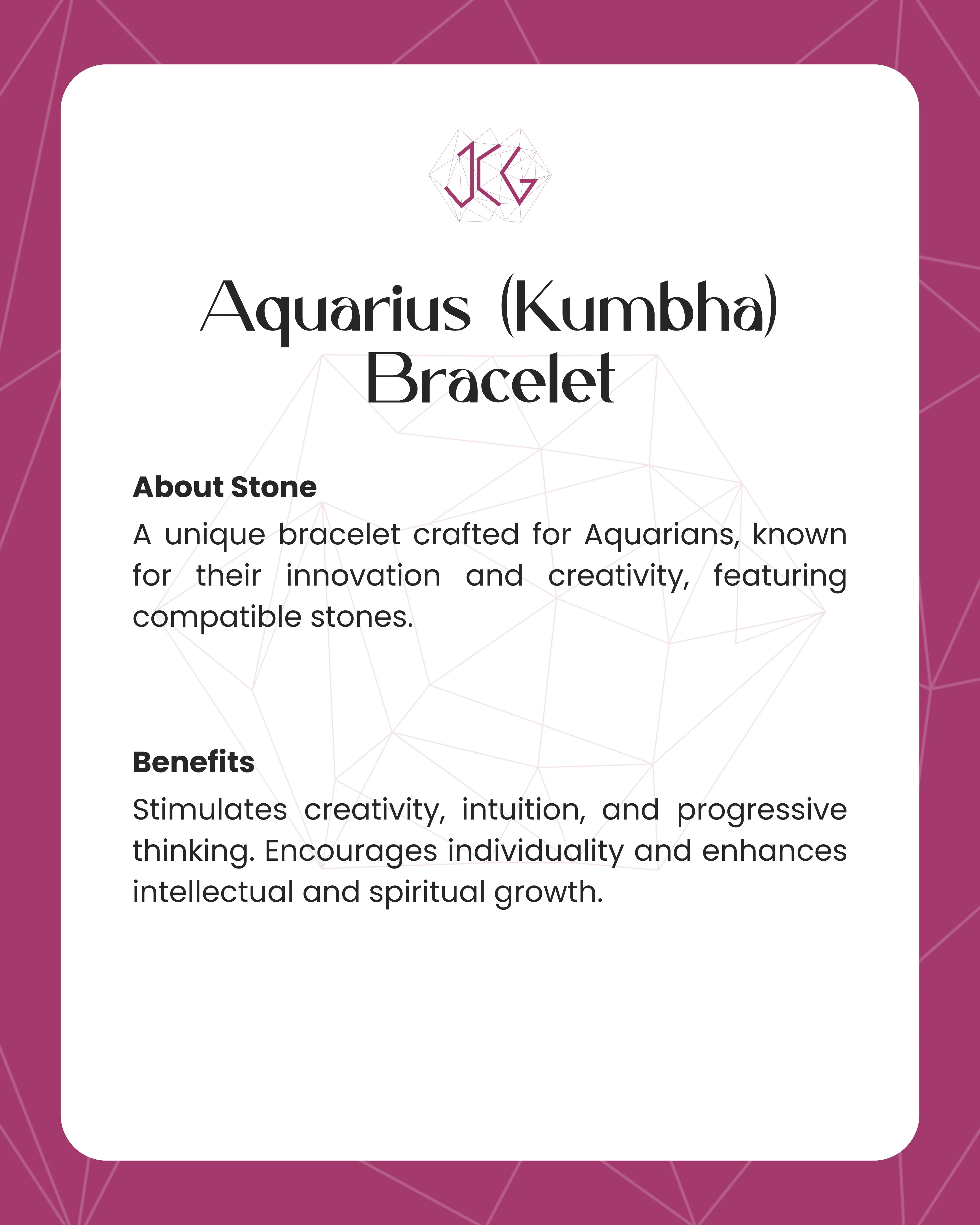 Aquarius (Kumbha) Zodiac Sign Bracelet 8mm