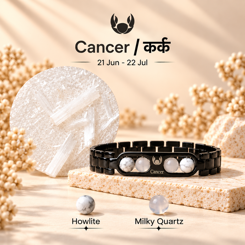 Cancer Metallic Bracelet with Free Selenite Plate (With Certificate)