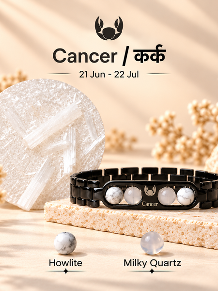 Cancer Metallic Bracelet with Free Selenite Plate (With Certificate)