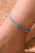 Natural Turquoise Beaded Anklet (With Certificate)