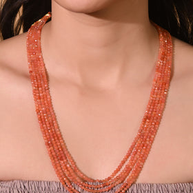 Natural Carnelian Beaded Necklace (With Certificate)