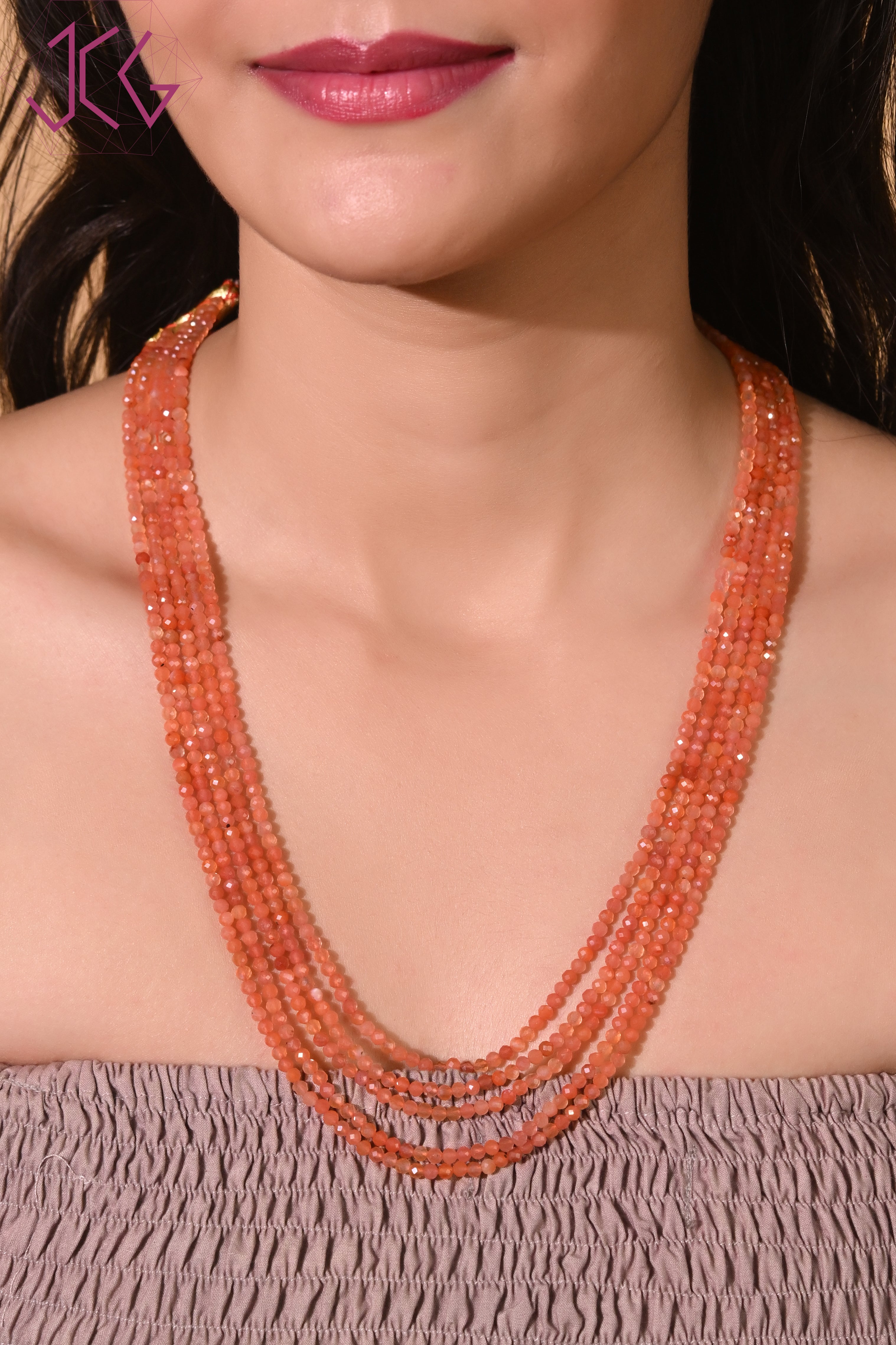 Natural Carnelian Beaded Necklace (With Certificate)