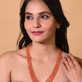 Natural Carnelian Beaded Necklace (With Certificate)